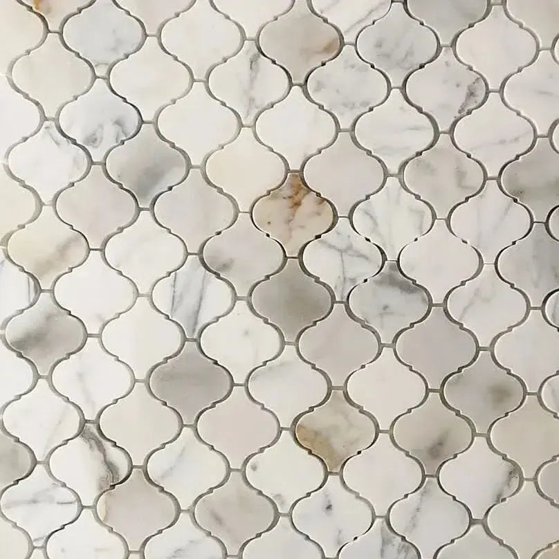 Mini Lantern Calacatta Gold Marble Mosaic Tile | Tile Club