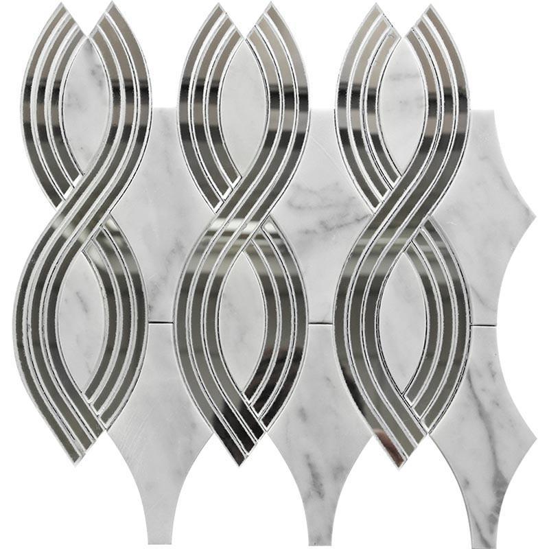 Mirror Ribbon Carrara & Mirror Mosaic Tile Sample
