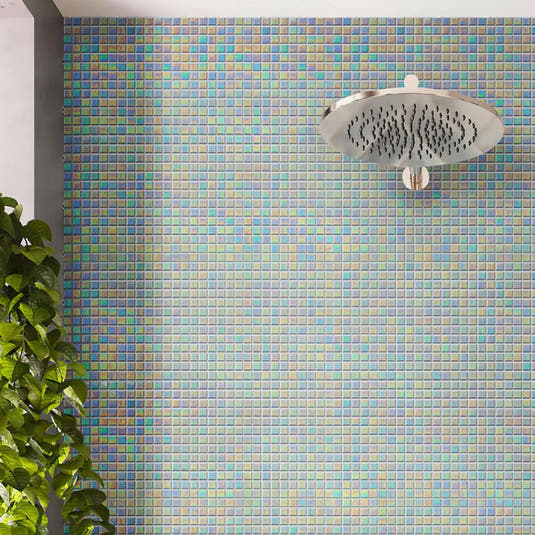 Misty Pearl Squares Glass Pool Tile | Tile Club