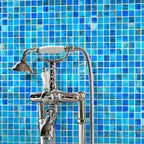 Mixed Blue & Gold Squares Glass Pool Tile | Tile Club