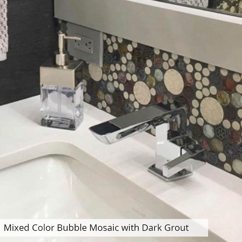  Mixed Color Bubble Mosaic Tile with Dark Grout