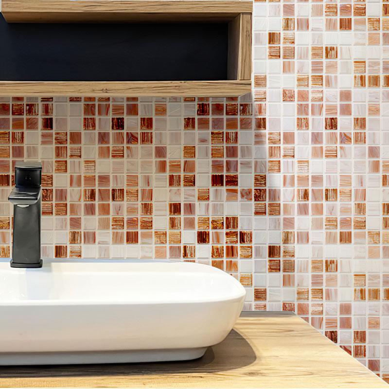 Mixed Cocoa & Cream Squares Glass Tile