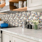 Multicolor circle tile kitchen wall backsplash
