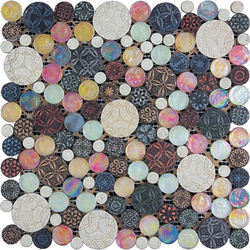 Mixed Color Bubble Mosaic Tile Sample
