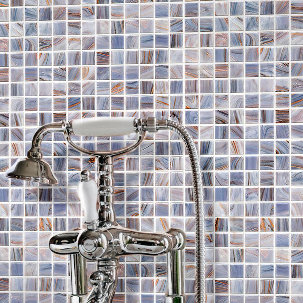 Mixed Cool Tones Glass Squares Pool Tile | Tile Club