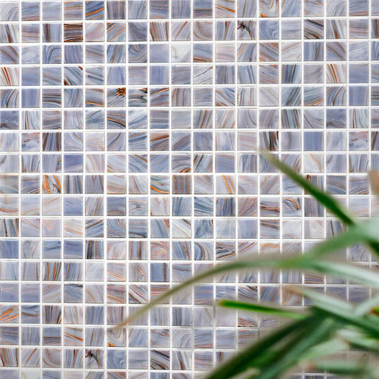 Mixed Cool Tones Glass Squares Pool Tile | Tile Club