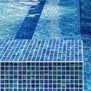 Mixed Denim Squares Glass Pool Tile