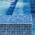Mixed Denim Squares Glass Pool Tile | Tile Club
