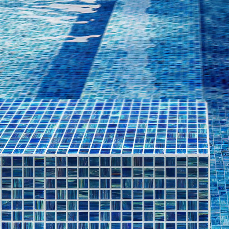 Mixed Denim Squares Glass Pool Tile
