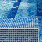 Mixed Denim Squares Glass Pool Tile | Tile Club