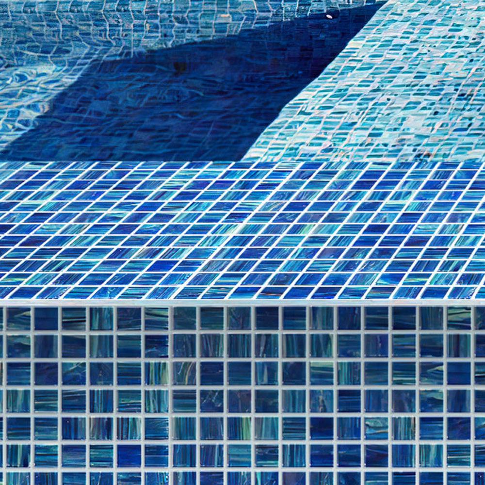 Mixed Denim Squares Glass Pool Tile | Tile Club