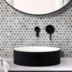 Mixed Gray Glass Penny Round Mosaic Tile | Tile Club