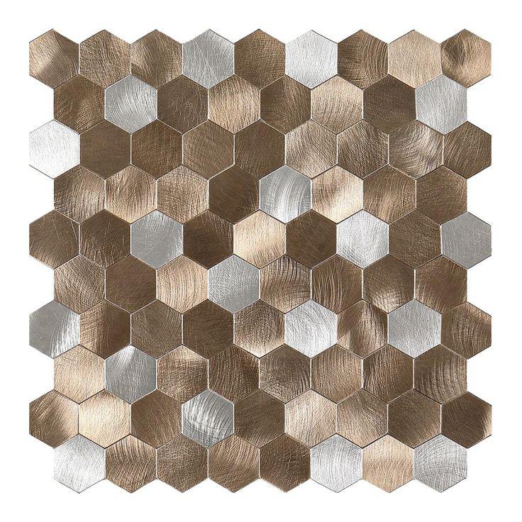 Mixed Metal Hexagon Peel and Stick Tile