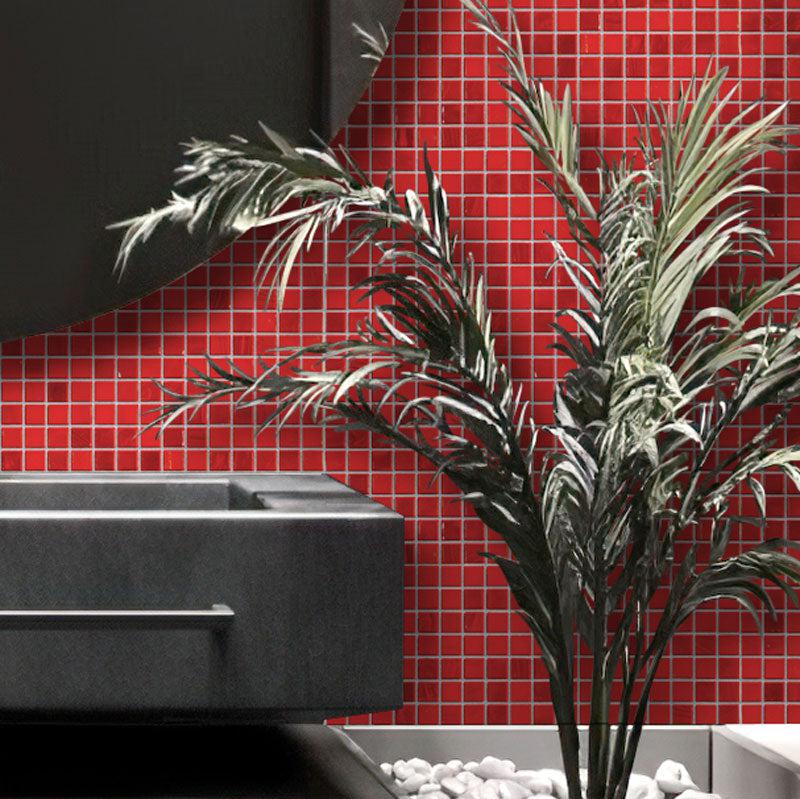 Mixed Red Squares Glass Pool Tile | Tile Club