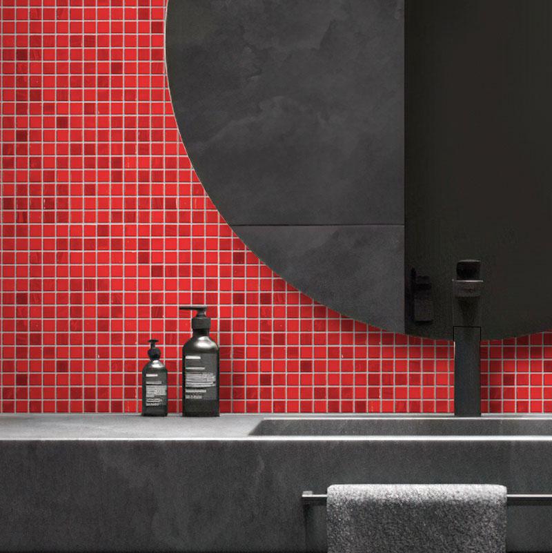Mixed Red Squares Glass Pool Tile | Tile Club