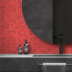 Mixed Red Squares Glass Pool Tile | Tile Club