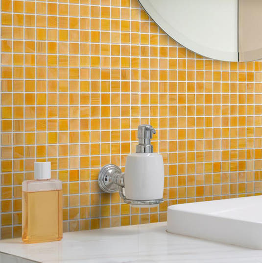 Mixed Tangerine Squares Glass Pool Tile | Tile Club