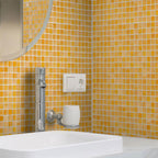 Mixed Tangerine Squares Glass Pool Tile | Tile Club