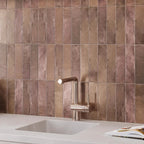 Molten Bronze Brick Ceramic Subway Tile for a Metallic Wet Bar