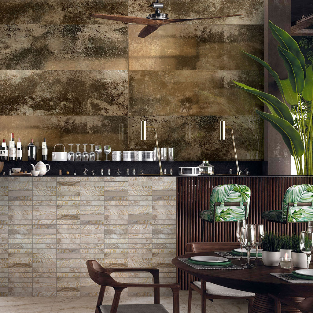 Molten Gold 16x48 Large Format Ceramic Tile | Tile Club