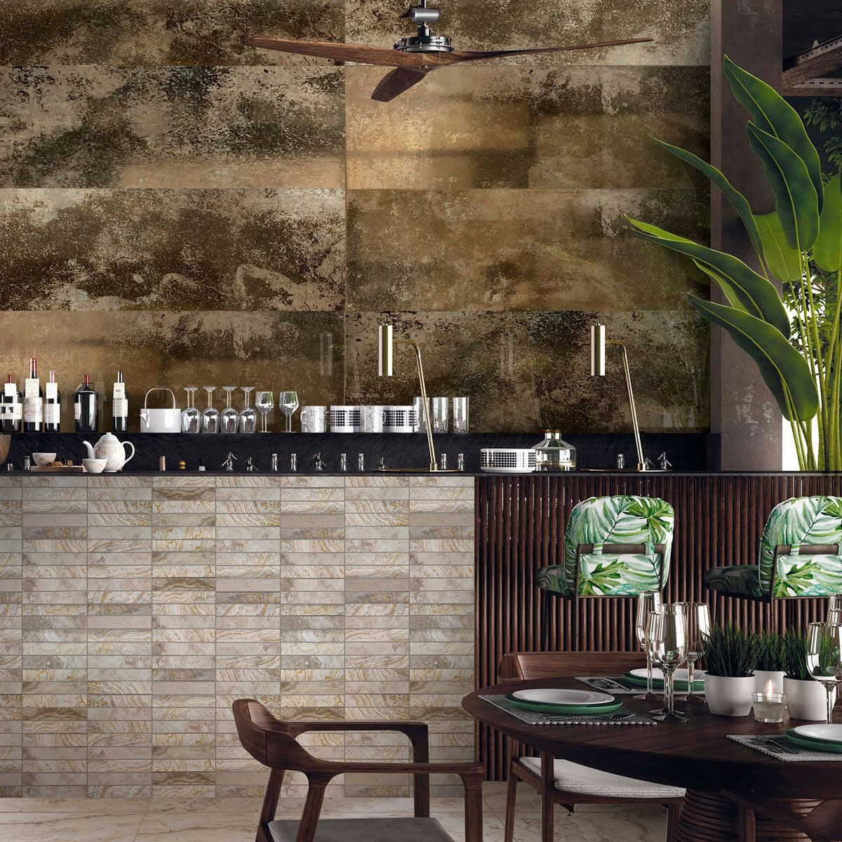 Molten Gold 16x48 Large Format Ceramic Tile | Tile Club