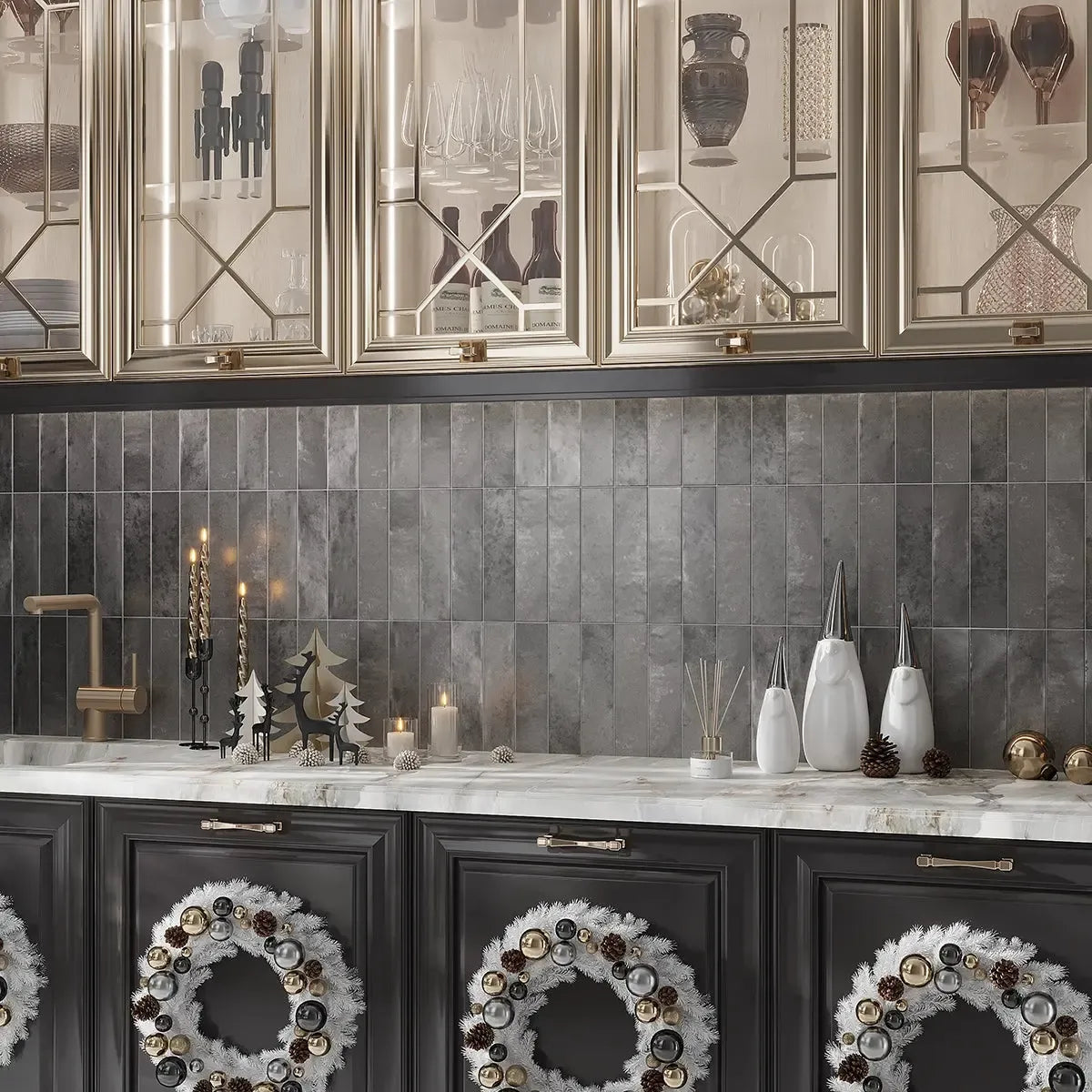 Molten Pewter Brick Ceramic Subway Tile | Tile Club