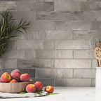 Molten Pewter Brick Ceramic Subway Tile for a Metallic Backsplash