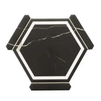 Montura Black and White Marbled Porcelain Hexagon Tile | Tile Club