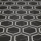 Montura Black and White Marbled Porcelain Hexagon Tile | Tile Club