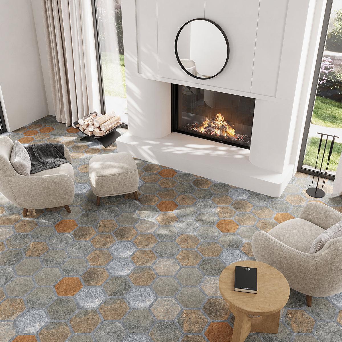 Montura Bronze Slate Porcelain Hexagon Tile | Tile Club
