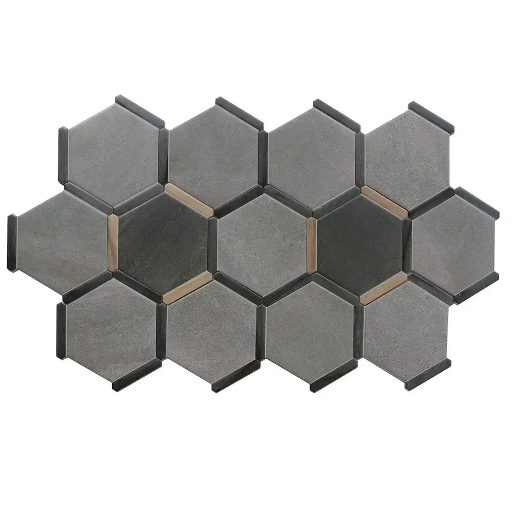 Montura Gray Cement Porcelain Hexagon Tile | Tile Club