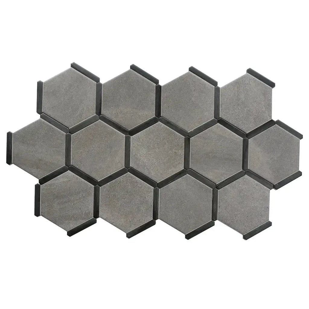 Montura Gray Cement Porcelain Hexagon Tile | Tile Club