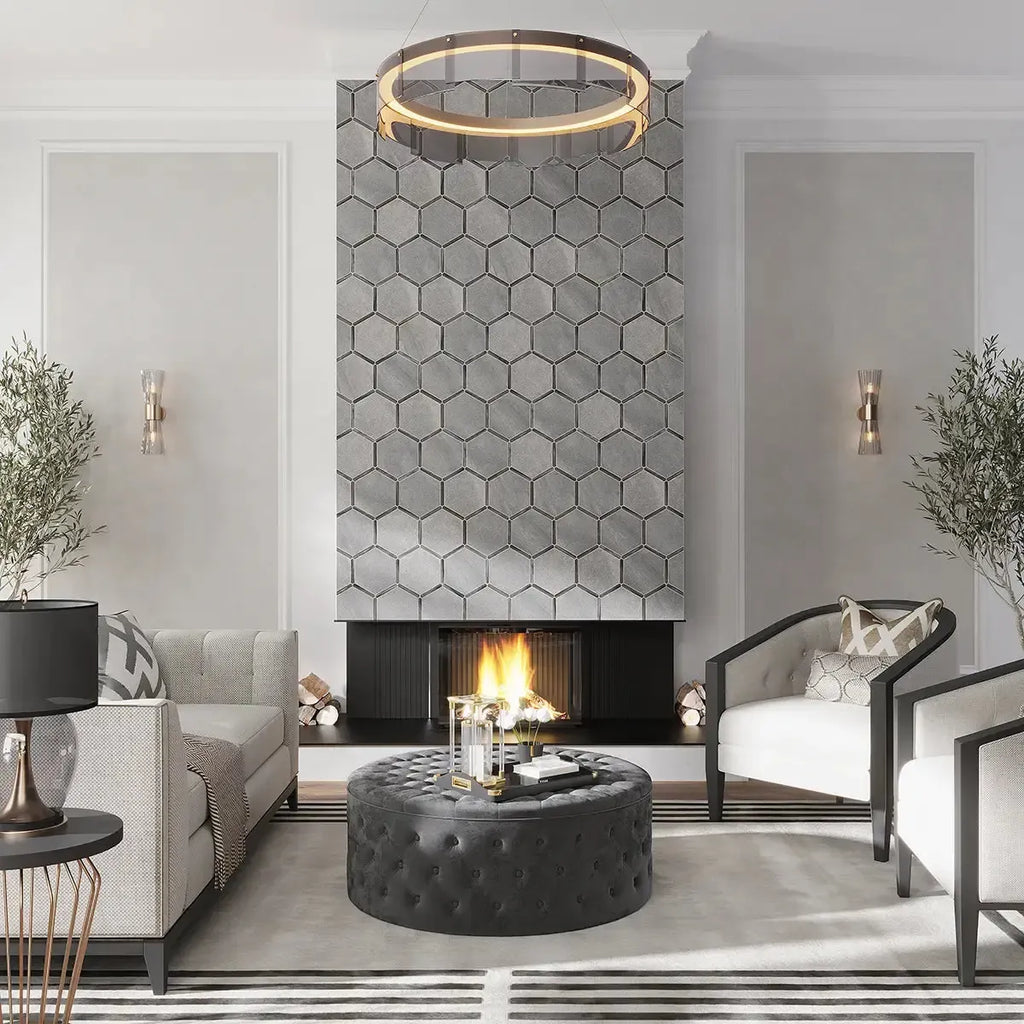 Montura Gray Cement Porcelain Hexagon Tile | Tile Club