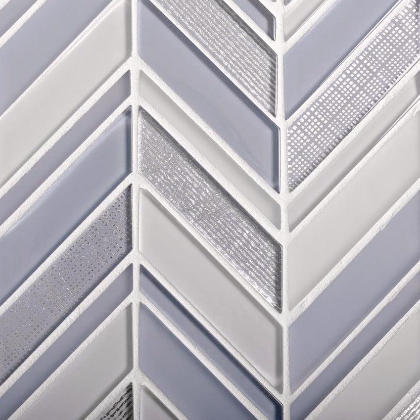 Moongrey Chevron Glass Mosaic Tile | Tile Club