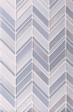 Blue and White Chevron Glass Mosaic Tile