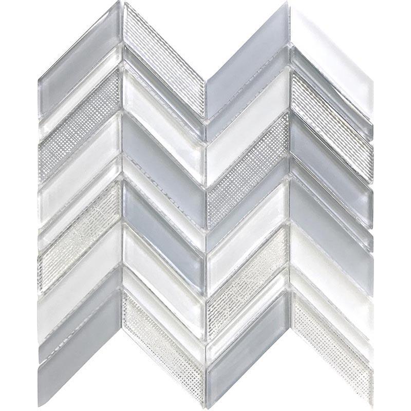 Moongrey Chevron Glass Mosaic Tile Sample