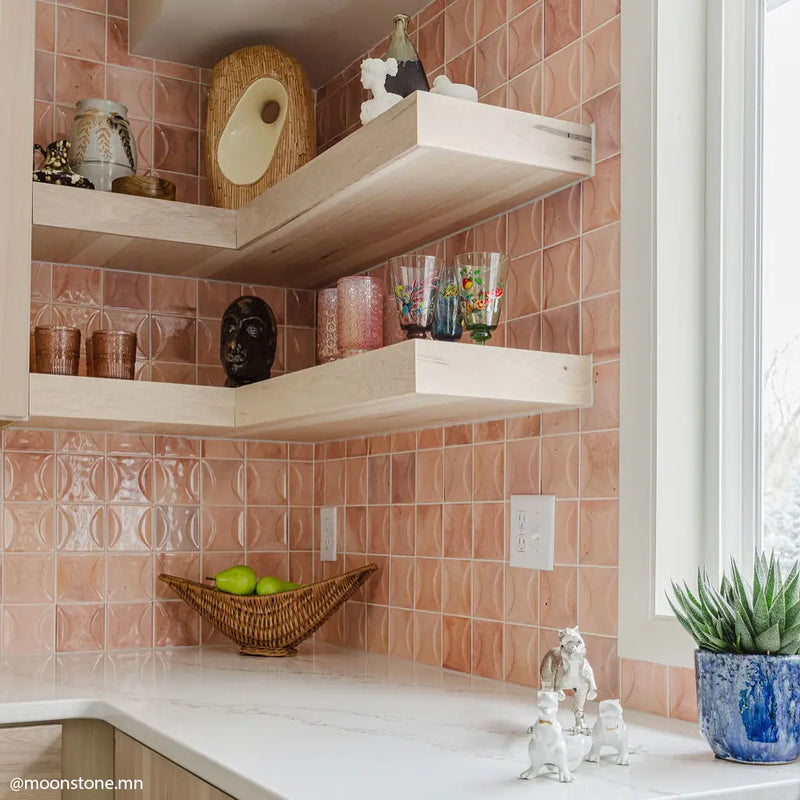 Luna Arc Pink 4x4 Ceramic Square Tile | Tile Club