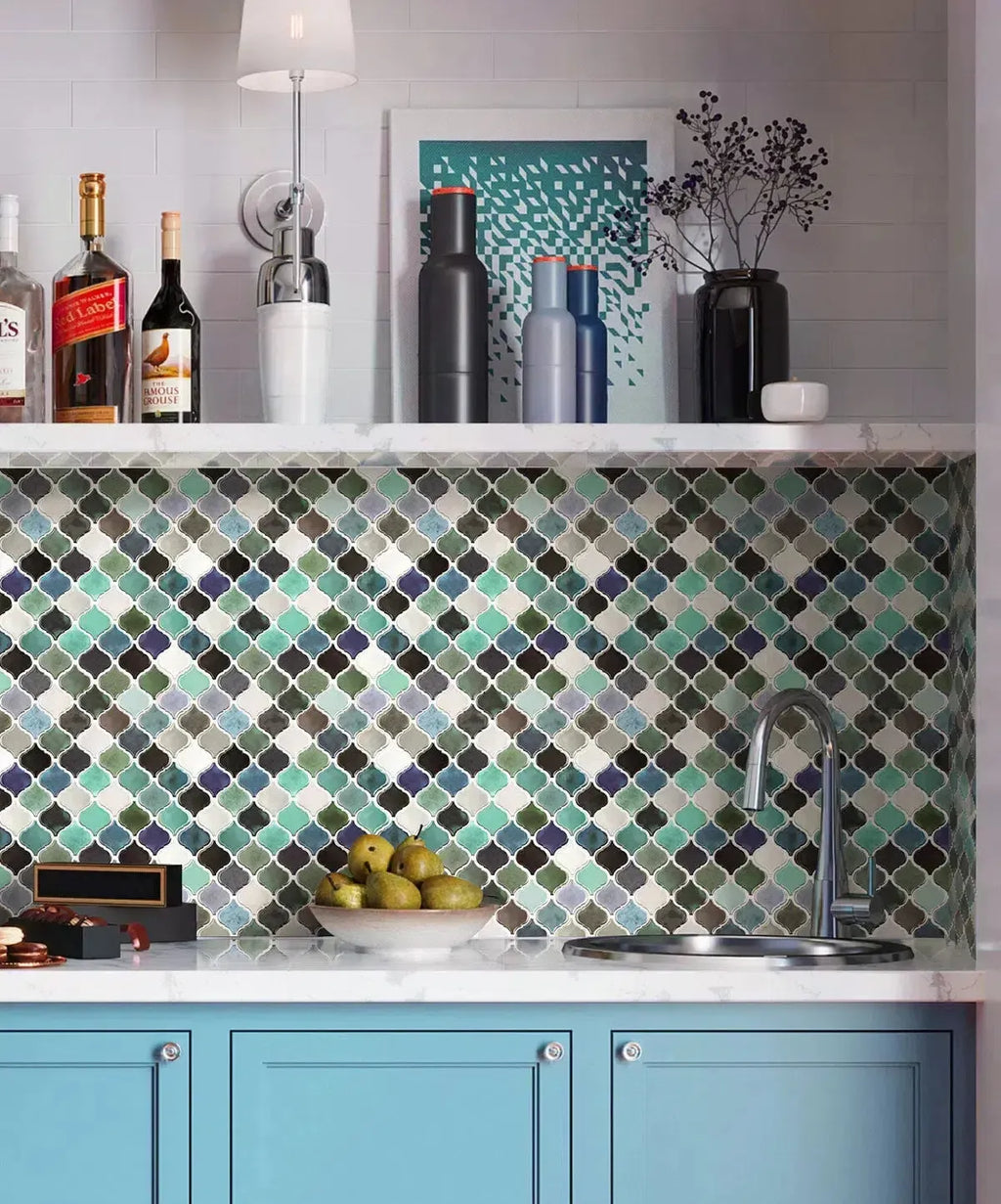 Moroccan Green Arabesque Vinyl Peel and Stick Tile | Tile Club