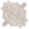 Moroccan Star & Cross Antique Etched Marble Mosaic Tile