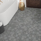 Black and white stone moroccan floor tile