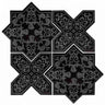 Moroccan Star & Cross Black Etched Marble Mosaic Tile