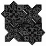 Moroccan Star & Cross Black Etched Marble Mosaic Tile | Tile Ideas for Floors and swimming pools