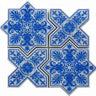 Moroccan Star & Cross Blue Etched Marble Mosaic Tile