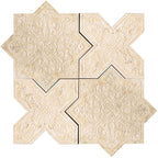 Moroccan Star & Cross Crema Etched Marble Mosaic Tile | Position1