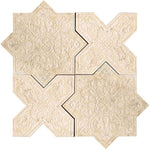 Moroccan Star & Cross Crema Etched Marble Mosaic Tile | Position1