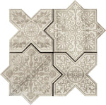 Moroccan Star & Cross Grey Etched Marble Mosaic Tile
