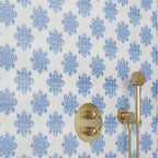 Moroccan Blue Star & White Cross Etched Marble Mosaic Tile | Tile Club