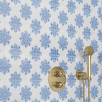 Moroccan Blue Star & White Cross Etched Marble Mosaic Tile | Tile Club