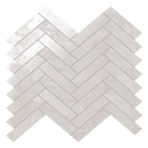 Porcelain white herringbone tile