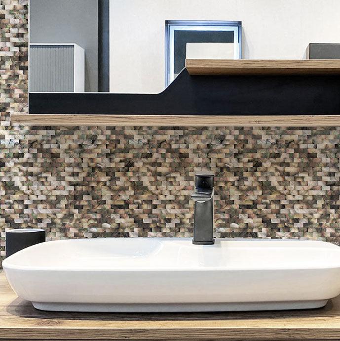 Mother Of Pearl Grey Bricks Mosaic Tile